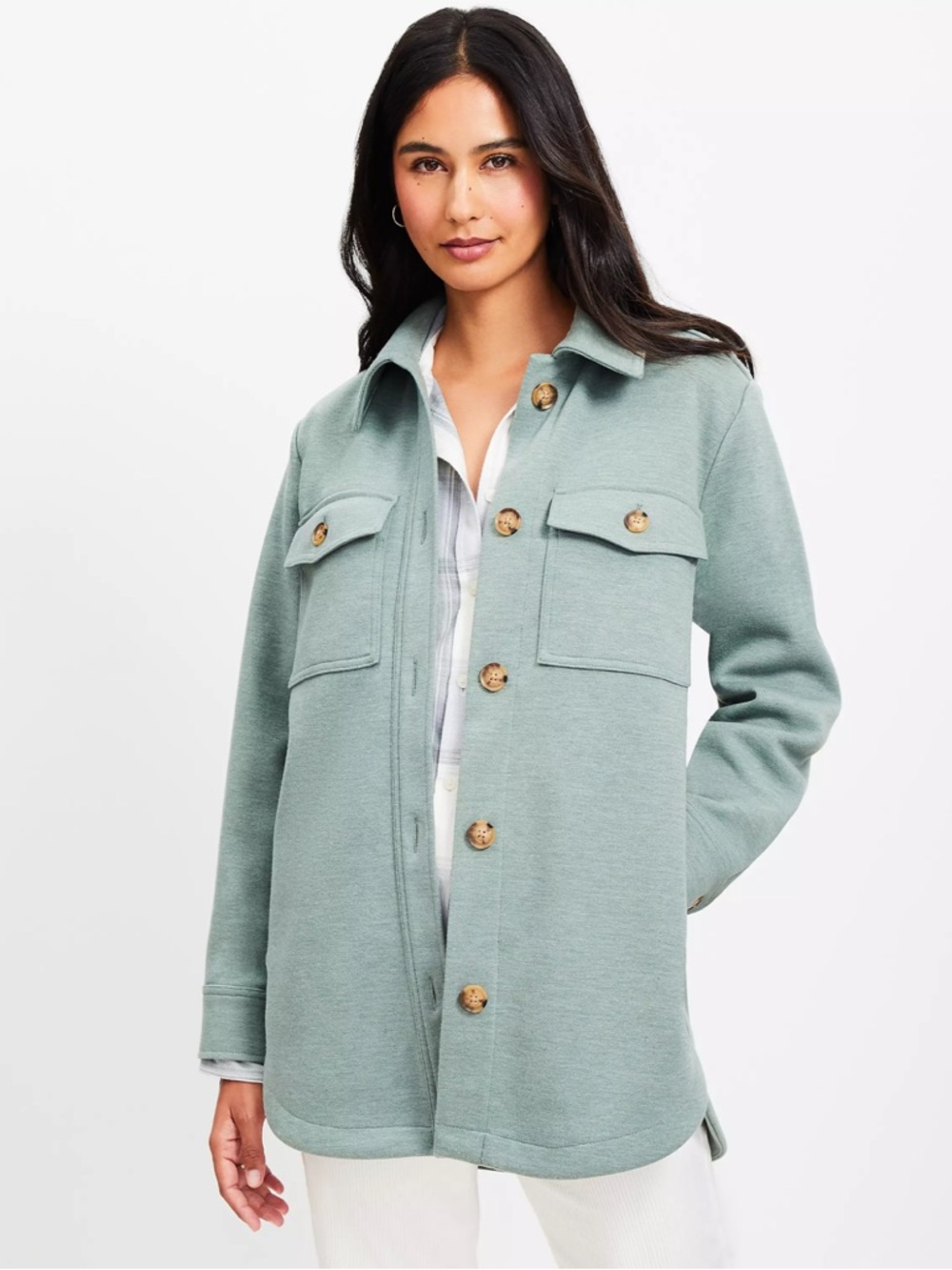 Loft Women’s Green Brushed Shirt Jacket